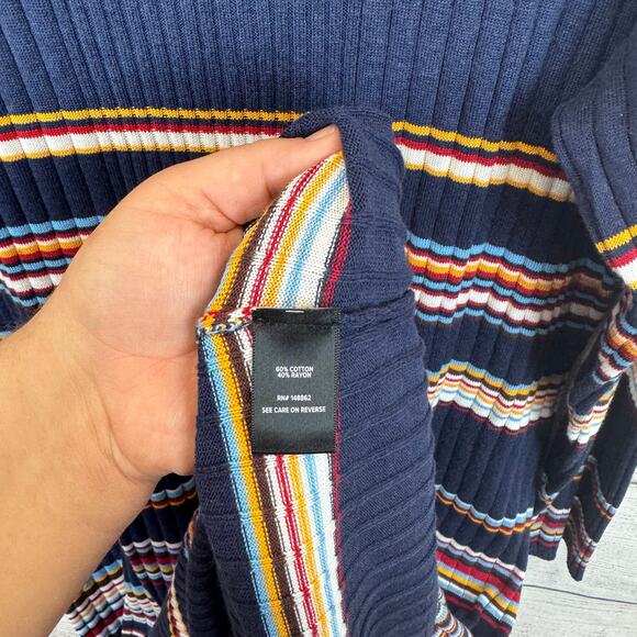 Torrid Plus Size Navy Striped Long Sleeve Crew Column Sweater Dress Size 3X - Picture 3 of 8